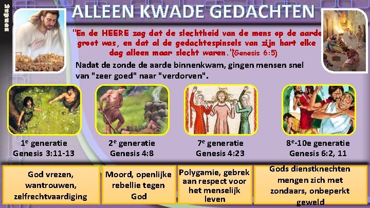 zondag ALLEEN KWADE GEDACHTEN "En de HEERE zag dat de slechtheid van de mens