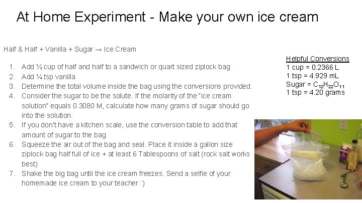 At Home Experiment - Make your own ice cream Half & Half + Vanilla