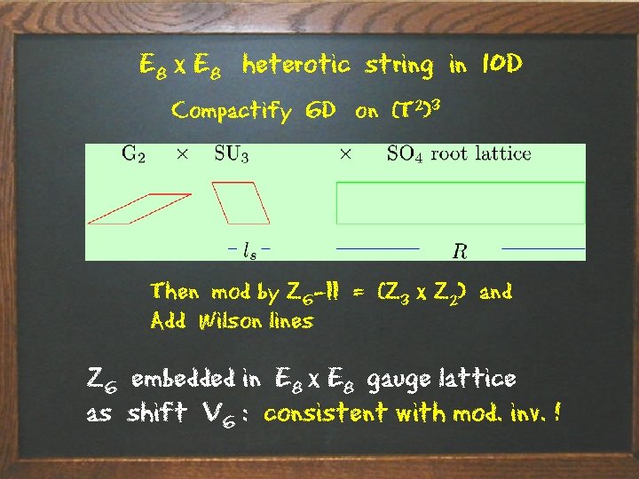 E 8 x E 8 heterotic string in 10 D Compactify 6 D on