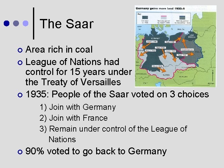 The Saar Area rich in coal ¢ League of Nations had control for 15