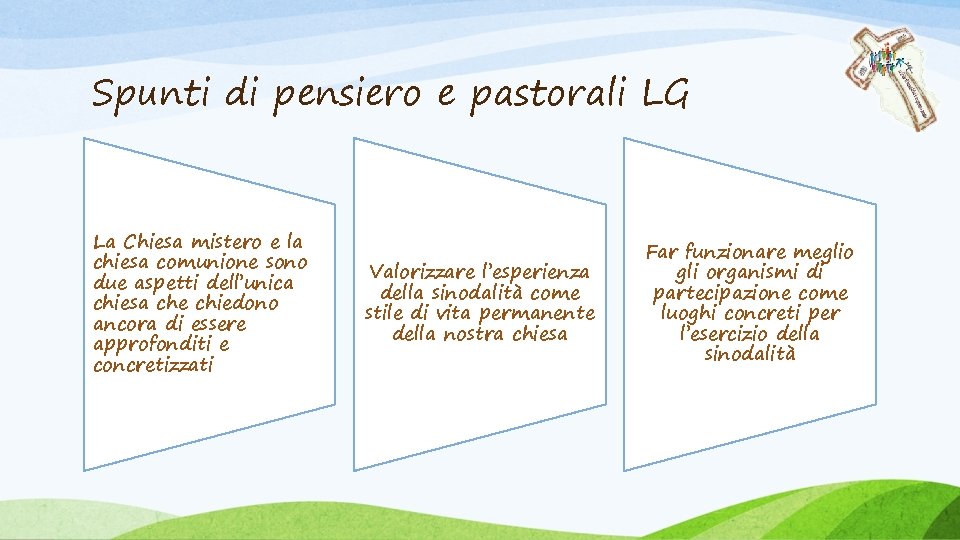 Spunti di pensiero e pastorali LG La Chiesa mistero e la chiesa comunione sono