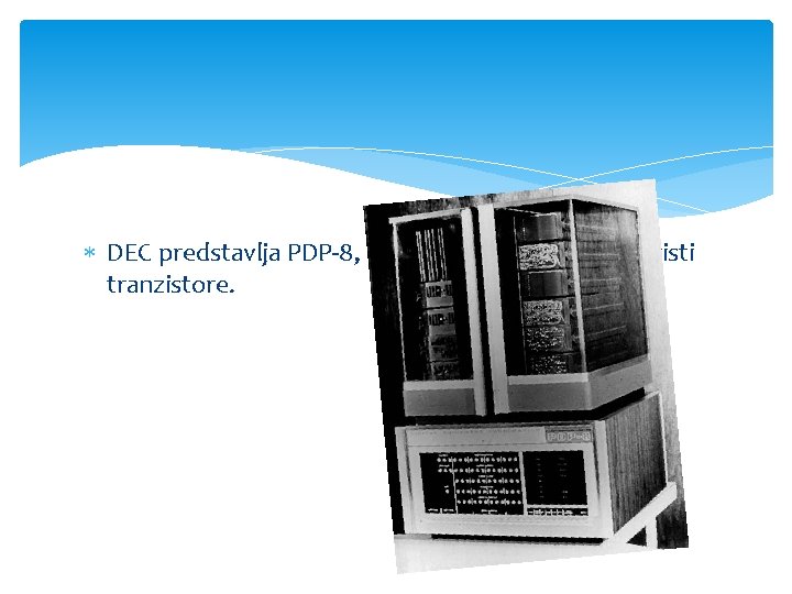  DEC predstavlja PDP-8, prvo miniračunalo koje koristi tranzistore. 