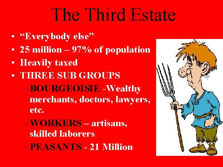 The Third Estate • • “Everybody else” 25 million – 97% of population Heavily