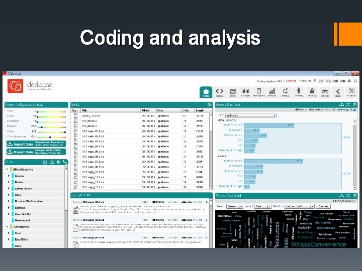 Coding and analysis Coding and analysis