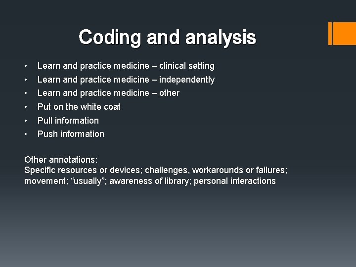 Coding and analysis • • • Learn and practice medicine – clinical setting Learn Coding and analysis • • • Learn and practice medicine – clinical setting Learn