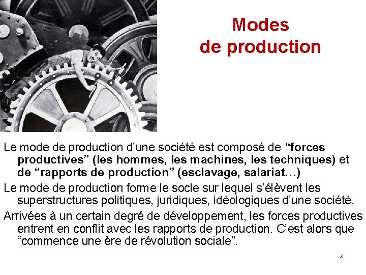 Modes de production Le mode de production d’une société est composé de “forces productives”