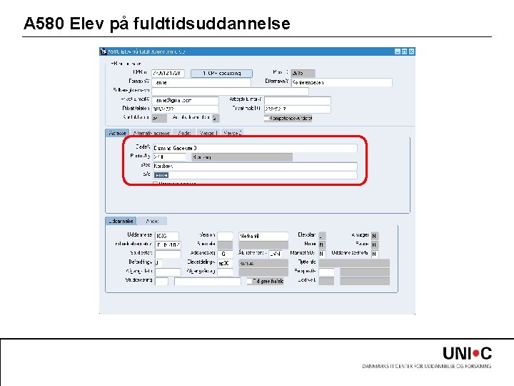 A 580 Elev på fuldtidsuddannelse 