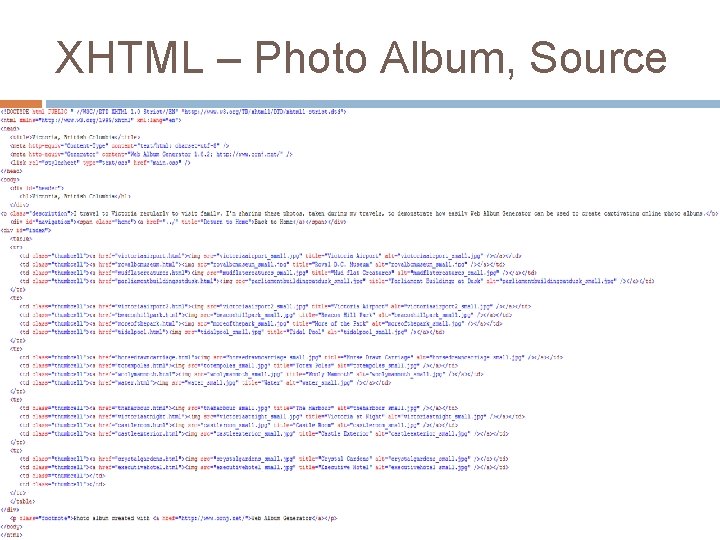 XHTML – Photo Album, Source 