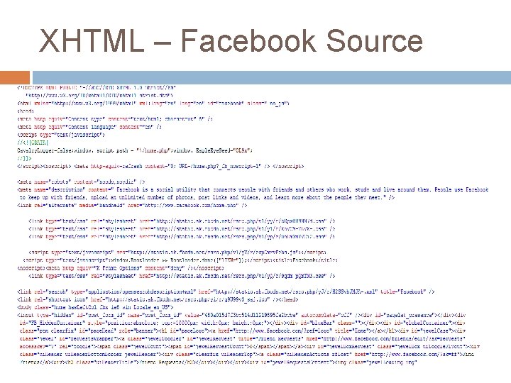 XHTML – Facebook Source 