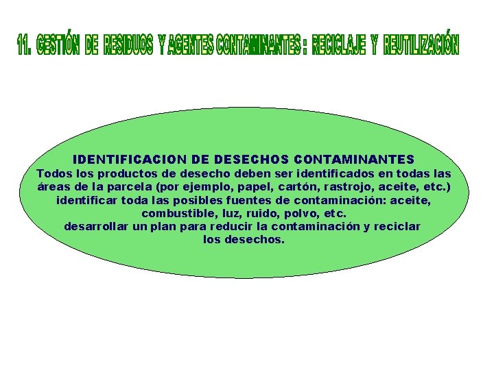 IDENTIFICACION DE DESECHOS CONTAMINANTES Todos los productos de desecho deben ser identificados en todas