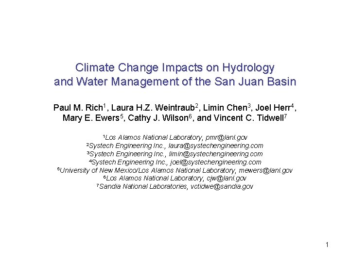 Climate Change Impacts on Hydrology and Water Management