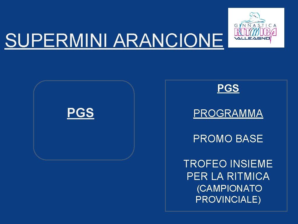 SUPERMINI ARANCIONE PGS PROGRAMMA PROMO BASE TROFEO INSIEME PER LA RITMICA (CAMPIONATO PROVINCIALE) 