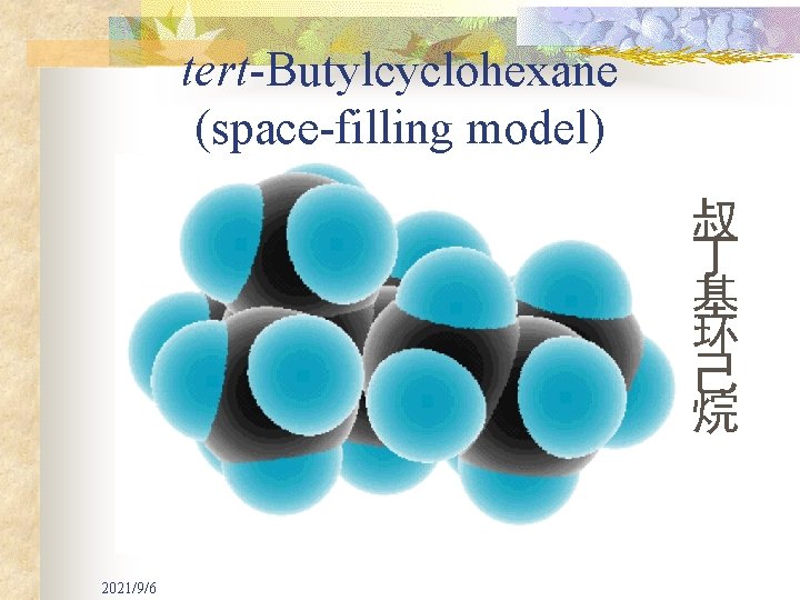 tert-Butylcyclohexane (space-filling model) 叔 丁 基 环 己 烷 2021/9/6 