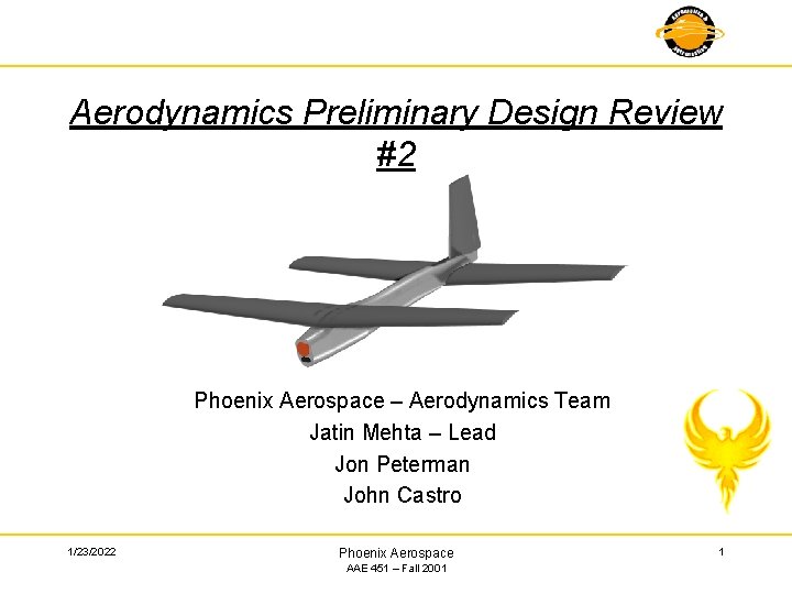 Aerodynamics Preliminary Design Review #2 Phoenix Aerospace – Aerodynamics Team Jatin Mehta – Lead