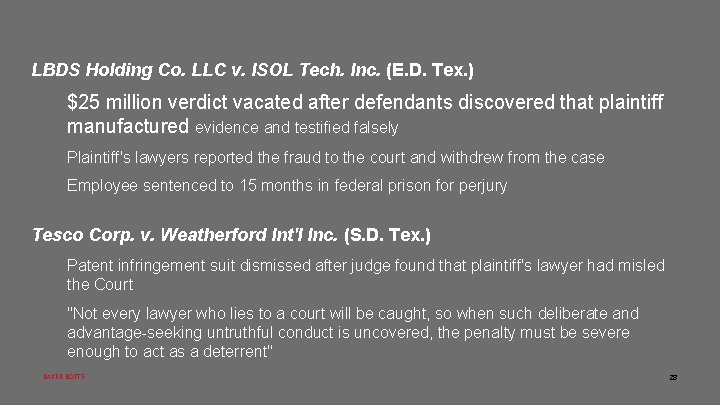 LBDS Holding Co. LLC v. ISOL Tech. Inc. (E. D. Tex. ) $25 million