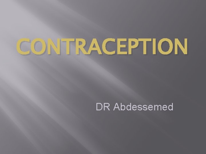 CONTRACEPTION DR Abdessemed 