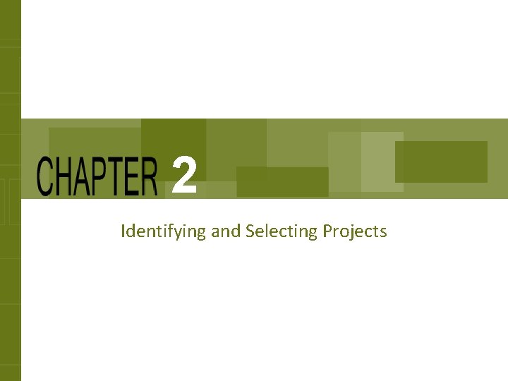 2 Identifying and Selecting Projects 