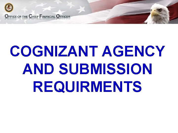 COGNIZANT AGENCY AND SUBMISSION REQUIRMENTS 