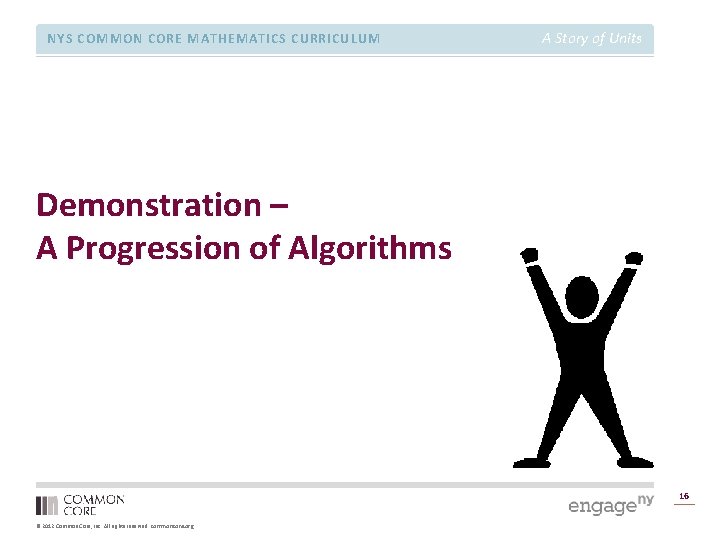 NYS COMMON CORE MATHEMATICS CURRICULUM A Story of Units Demonstration – A Progression of NYS COMMON CORE MATHEMATICS CURRICULUM A Story of Units Demonstration – A Progression of