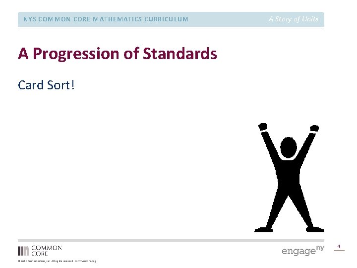 NYS COMMON CORE MATHEMATICS CURRICULUM A Story of Units A Progression of Standards Card NYS COMMON CORE MATHEMATICS CURRICULUM A Story of Units A Progression of Standards Card