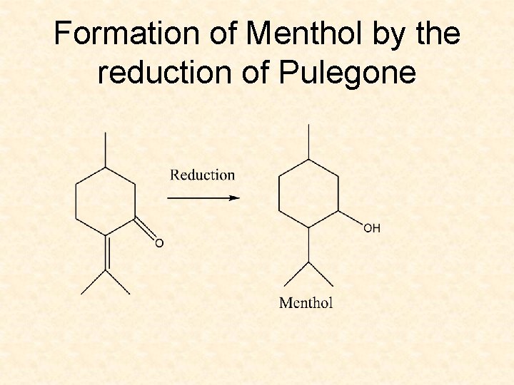 Formation of Menthol by the reduction of Pulegone 