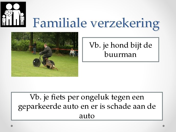 Familiale verzekering Vb. je hond bijt de buurman Vb. je fiets per ongeluk tegen