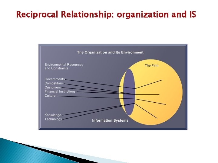 Reciprocal Relationship: organization and IS 