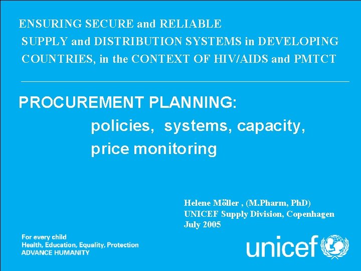 ENSURING SECURE and RELIABLE SUPPLY and DISTRIBUTION SYSTEMS in DEVELOPING COUNTRIES, in the CONTEXT