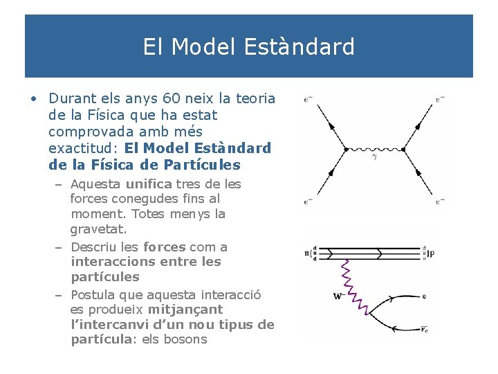 El Model Estàndard • Durant els anys 60 neix la teoria de la Física