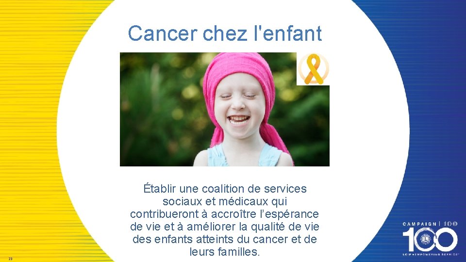 Cancer chez l'enfant 23 Établir une coalition de services sociaux et médicaux qui contribueront