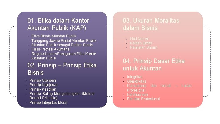 01. Etika dalam Kantor Akuntan Publik (KAP) • • • Etika Bisnis Akuntan Publik
