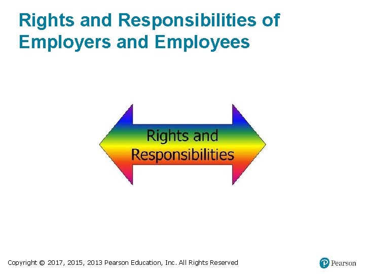 Rights and Responsibilities of Employers and Employees Copyright © 2017, 2015, 2013 Pearson Education,
