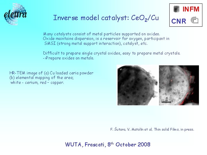 Inverse model catalyst: Ce. O 2/Cu INFM CNR Many catalysts consist of metal particles