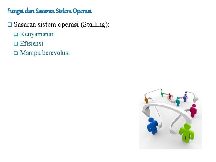 Fungsi dan Sasaran Sistem Operasi q Sasaran sistem operasi (Stalling): Kenyamanan q Efisiensi q