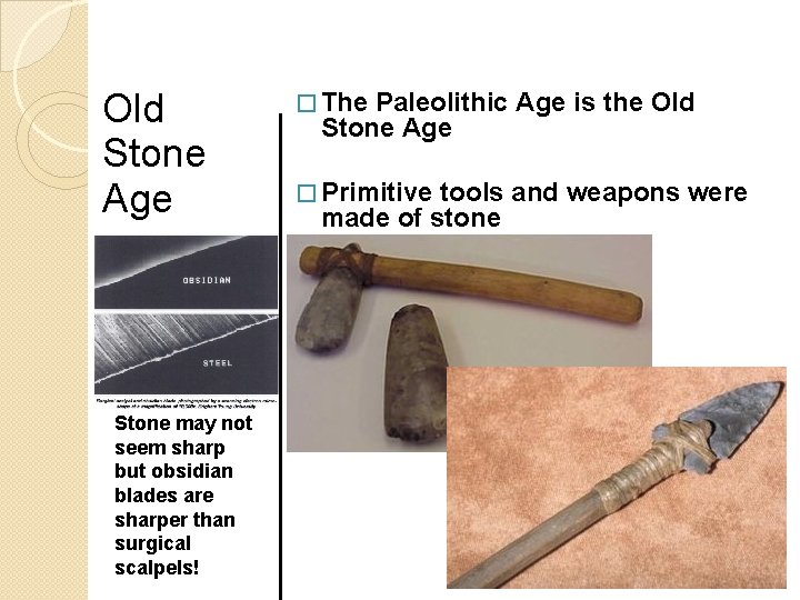 Old Stone Age Stone may not seem sharp but obsidian blades are sharper than