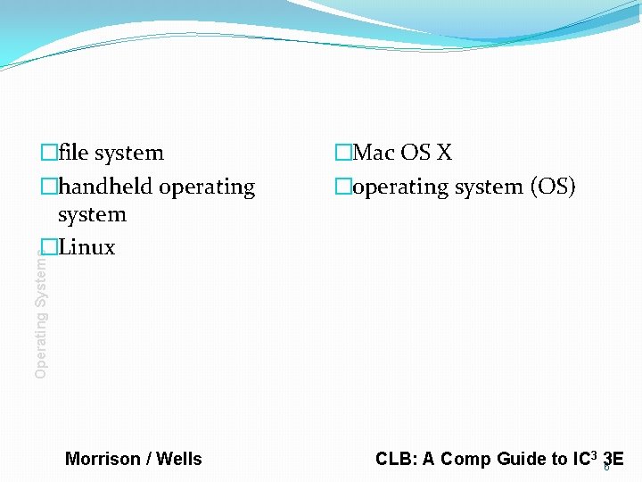 �Mac OS X �operating system (OS) Operating Systems �file system �handheld operating system �Linux