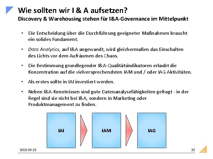 Wie sollten wir I & A aufsetzen? Discovery & Warehousing stehen für I&A-Governance im