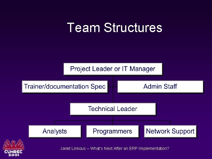 Team Structures Janet Linkous – What’s Next After an ERP Implementation? 