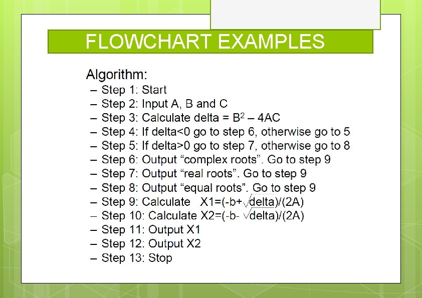 FLOWCHART EXAMPLES 