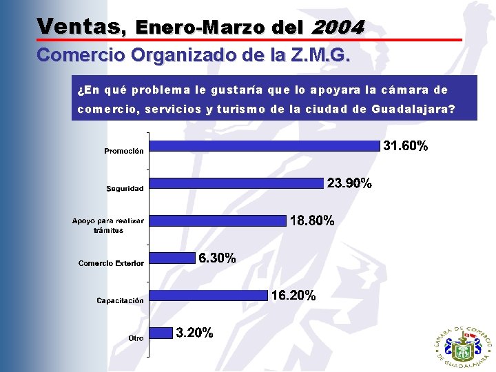 Ventas, Enero-Marzo del 2004 Comercio Organizado de la Z. M. G. ¿En qué problema