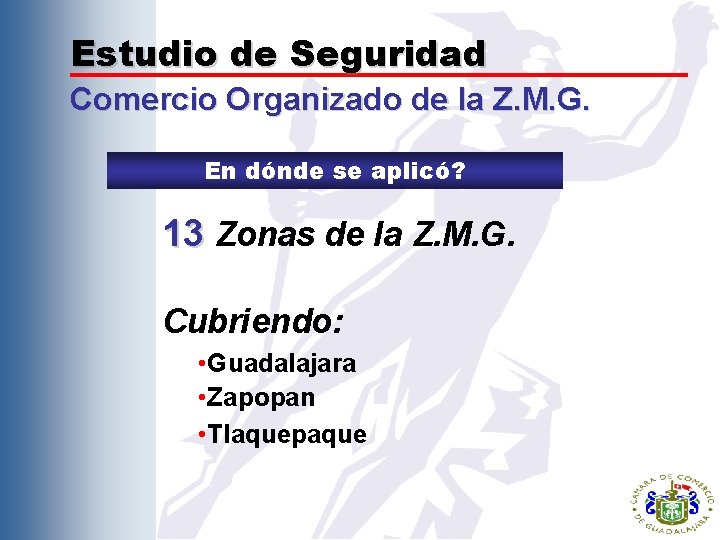 Estudio de Seguridad Comercio Organizado de la Z. M. G. En dónde se aplicó?