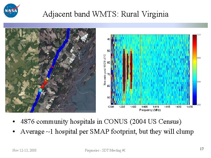 Adjacent band WMTS: Rural Virginia • 4876 community hospitals in CONUS (2004 US Census)