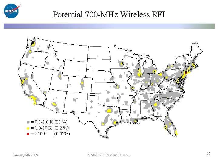 Potential 700 -MHz Wireless RFI ■ = 0. 1 -1. 0 K (21 %)