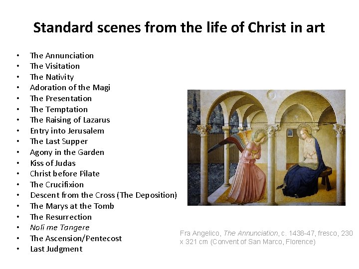 Standard scenes from the life of Christ in art • • • • •
