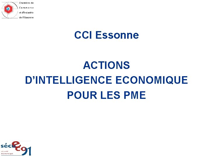 CCI Essonne ACTIONS D’INTELLIGENCE ECONOMIQUE POUR LES PME 