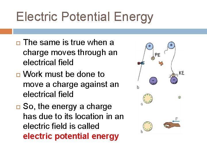 Electric Potential Energy The same is true when a charge moves through an electrical
