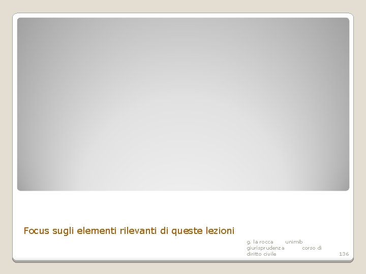 Focus sugli elementi rilevanti di queste lezioni g. la rocca unimib giurisprudenza corso di