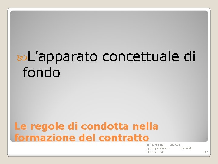  L’apparato fondo concettuale di Le regole di condotta nella formazione del contratto g.