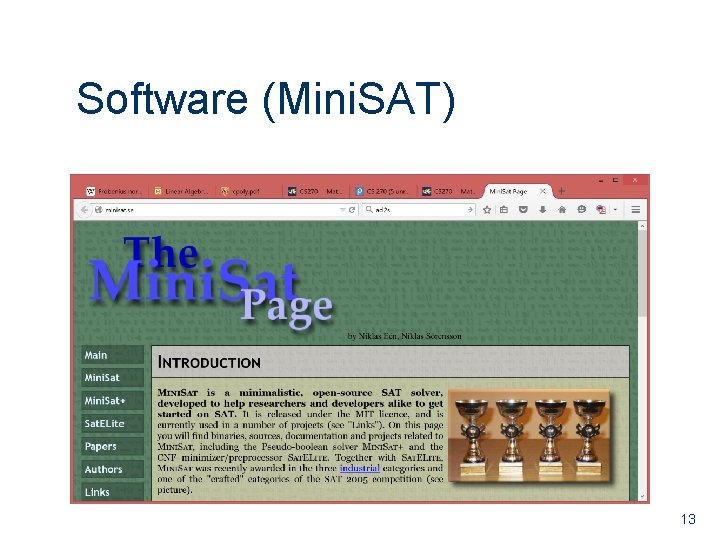 Software (Mini. SAT) 13 