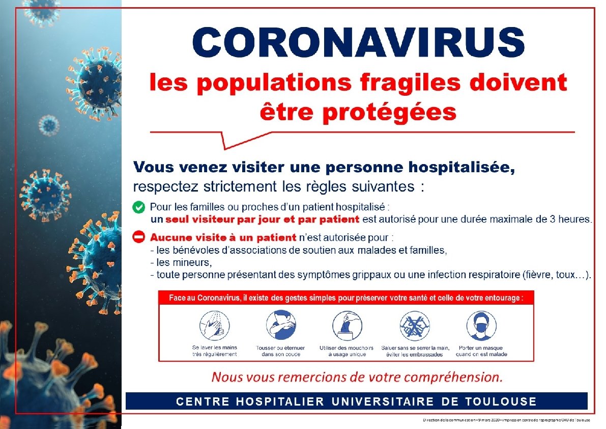 Les restrictions de visites CENTRE HOSPITALIER UNIVERSITAIRE DE TOULOUSE 